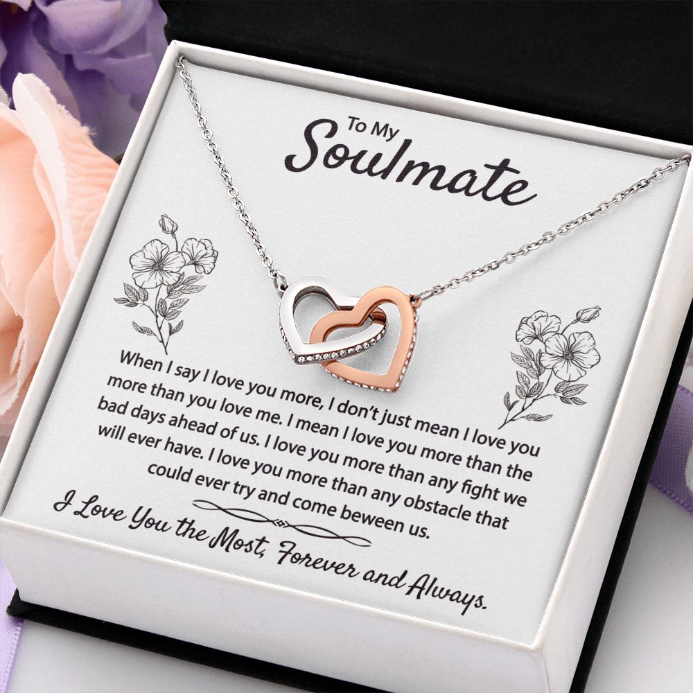 To My Soulmate Necklace for Women Birthday Christmas Jewelry Gifts For My Wife with Message Card Box Personalized Gift Present Pendant for Future Wife Soulmate Girlfriend Love 9 Interlocking Hearts Necklace