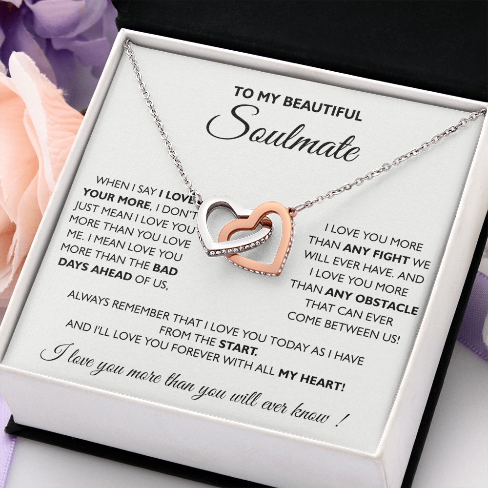 To My Soulmate Necklace Eternal Hope Necklace Valentine Day gift for Soulmate 175133533988 Interlocking Hearts Necklace