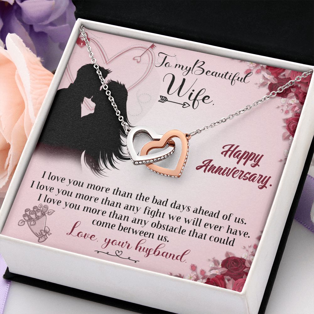 To My Beautiful Wife Necklace, Wedding Anniversary Jewelry For Women, Necklace For Wife from Husband, Gifts For Wife Birthday Gifts Necklace, Jewelry With Message Card In A Gift Box