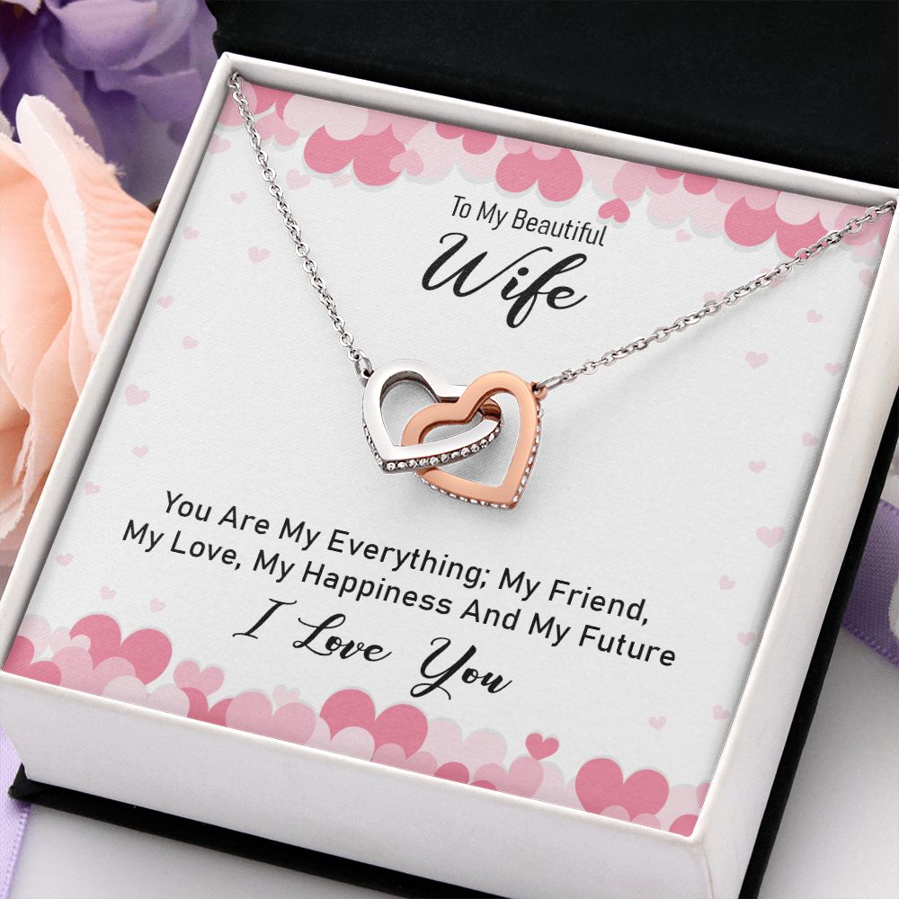 To My Beautiful Wife Necklace, Wedding Anniversary Jewelry For Women, Necklace For Wife from Husband, Gifts For Wife Birthday Gifts Necklace, Jewelry With Message Card In A Gift Box