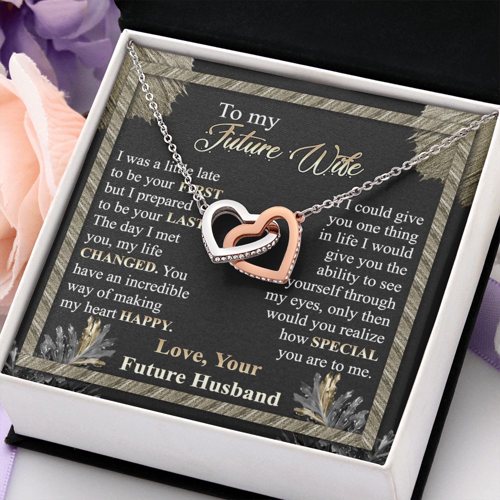 To My Future Wife Necklace from Boyfriend, Personalized Necklace for Women, Luxury Necklace for Girlfriend, Wedding Anniversary Present For Her, Girlfriend Gift Jewelry Christmas Birthday Gift Interlocking Hearts Necklace