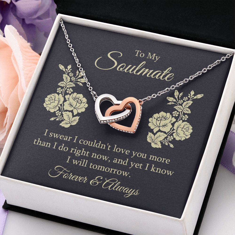 To my soulmate - I swear I couldn't love you Interlocking Hearts Necklace