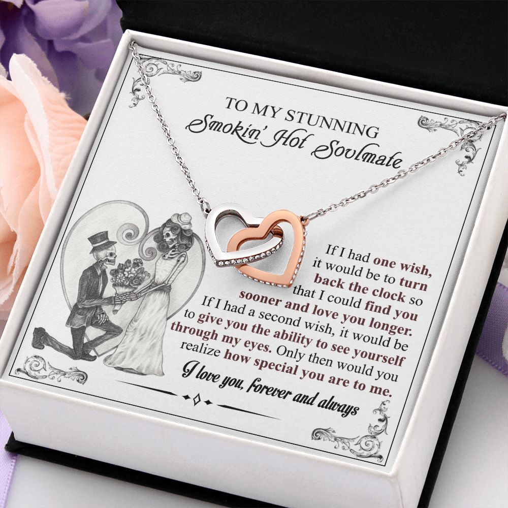 To My Soulmate Necklace for Women Birthday Valentines Day Jewelry Gifts For My Wife with Message Card Box Personalized Gift Present Pendant for Future Wife Soulmate Girlfriend Love 6 Interlocking Hearts Necklace