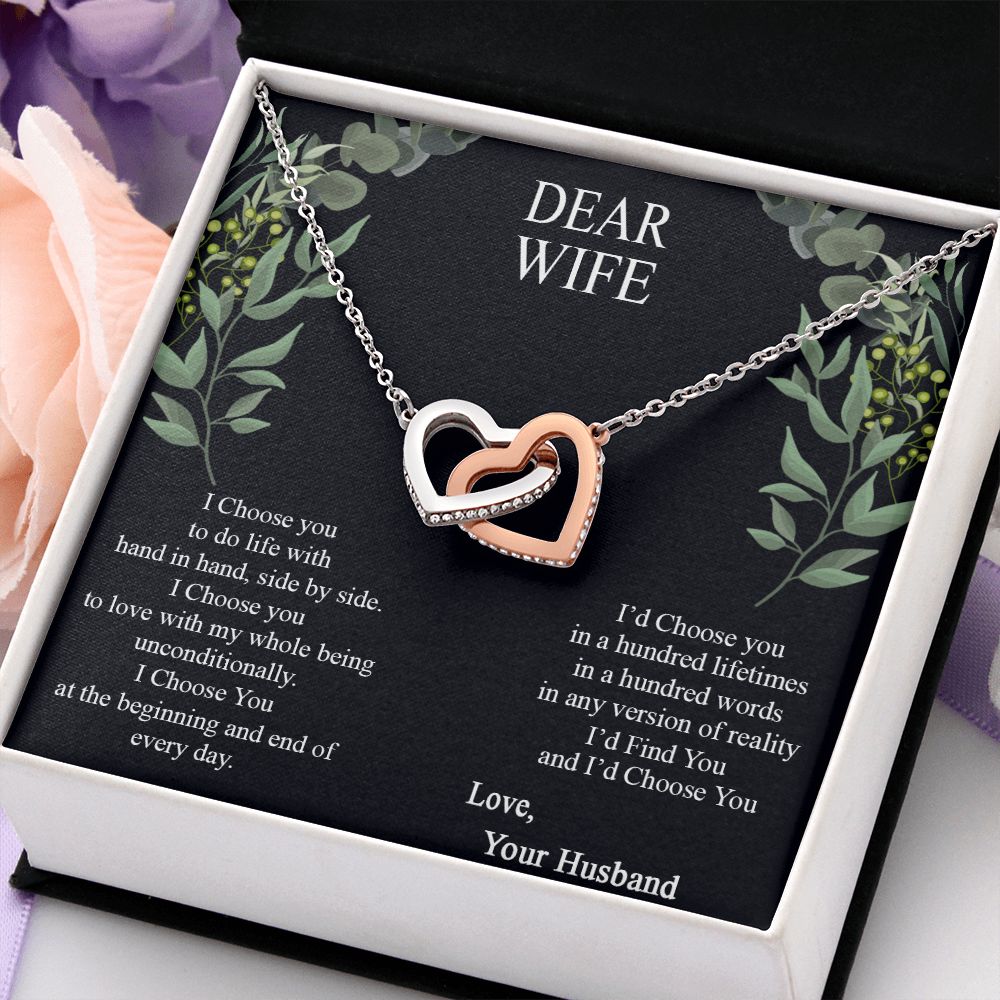 Birthday Gifts For Wife, Necklace Gifts For Wife From Husband, To My Wife Jewelry For Women , To My Wife Necklace from Husband Wedding Anniversary Present For Wife, Beautiful Wife Jewelry Christmas12 Interlocking Hearts Necklace