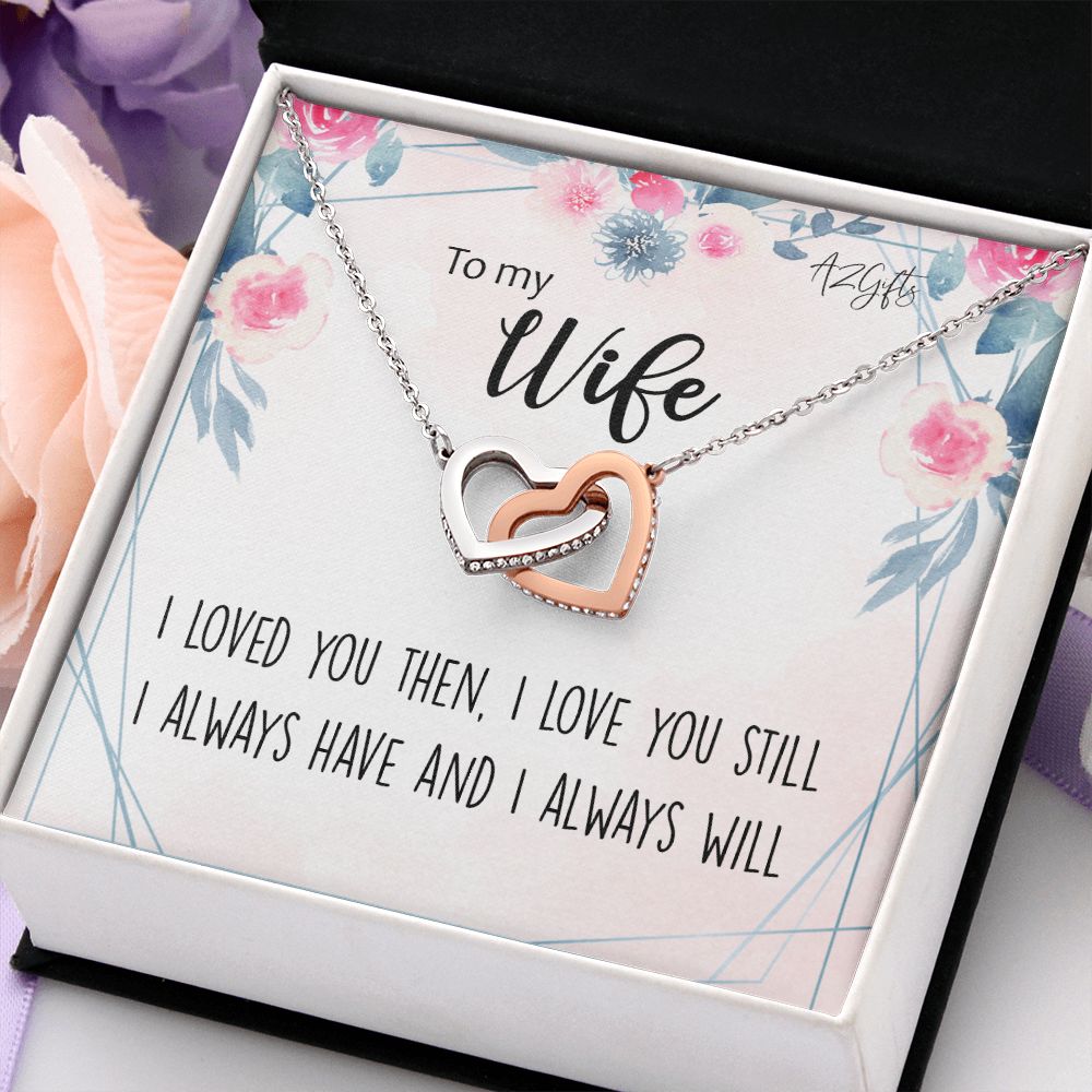 To My Wife Necklace from Husband, Personalized Necklace for Women, Luxury Necklace for Wife from Man Men, Wedding Anniversary Present For Wife, Beautiful Wife Jewelry Christmas Birthday Gifts For Wife2 Interlocking Hearts Necklace