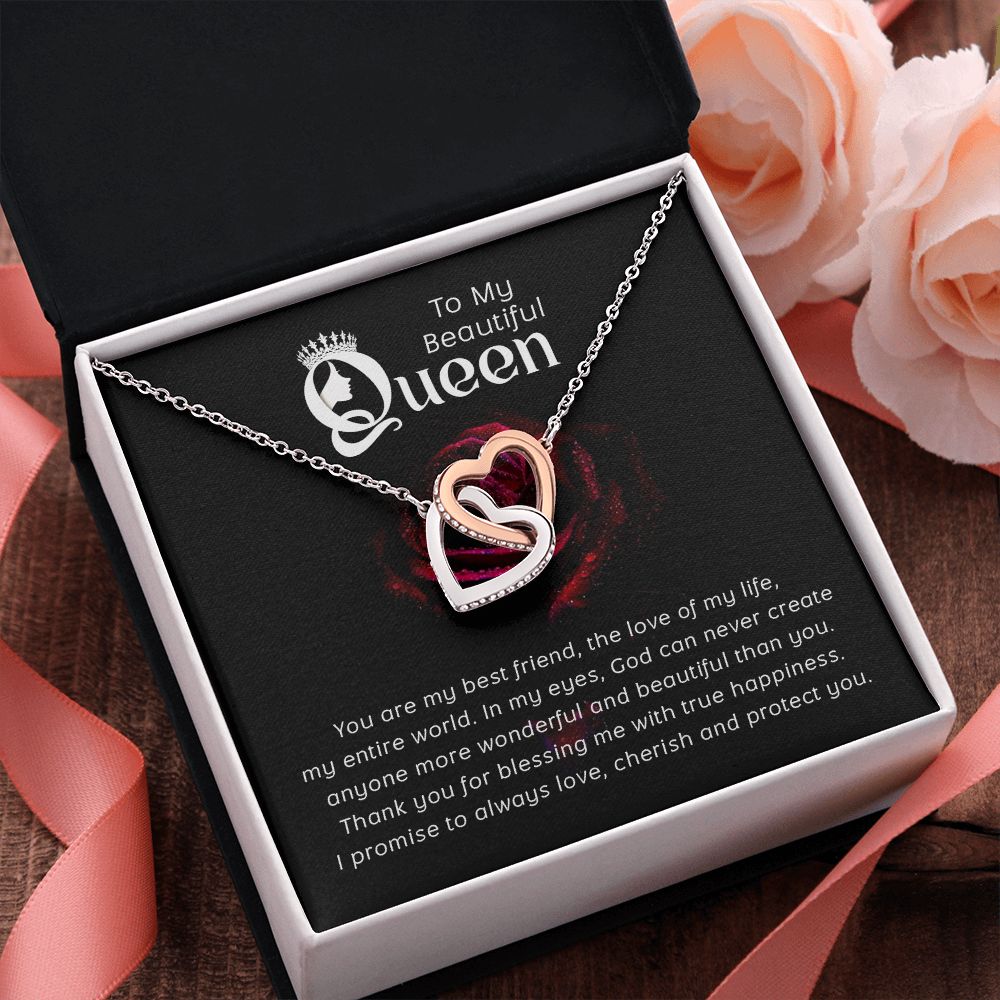 To my beautiful queen-You are my best friend Interlocking Hearts Necklace