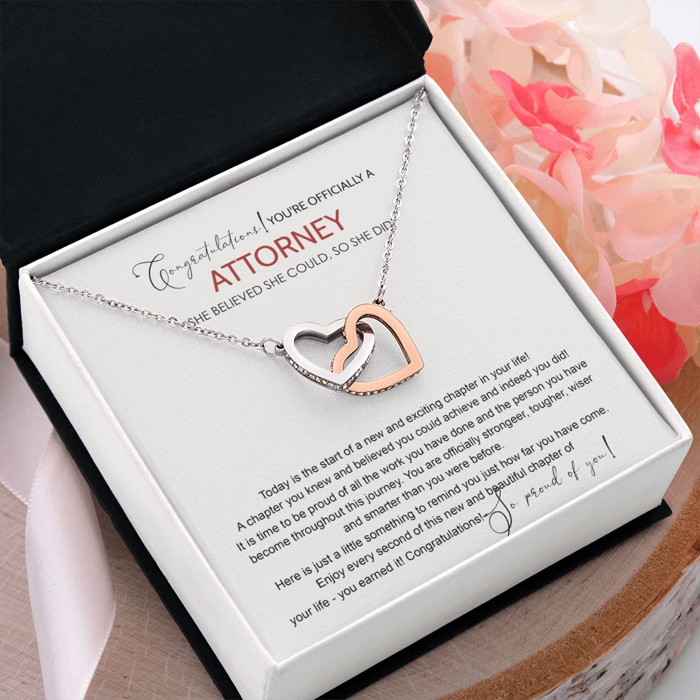 Law School Graduation Gift Necklace, Doctoral Degree, JD Graduation Gift, Law Student Gift, New Attorney Necklace Graduation Congrats Graduation Pendants Gift For Daughter Granddaughter, Niece Interlocking Hearts Necklace