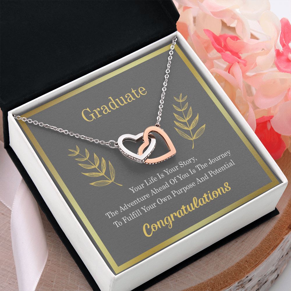 Graduation Gift For Daughter, University Graduate Gift, Graduation Gift For Her Congrats Graduation Pendants Gift For Daughter, Granddaughter, Niece, Sister Interlocking Hearts Necklace