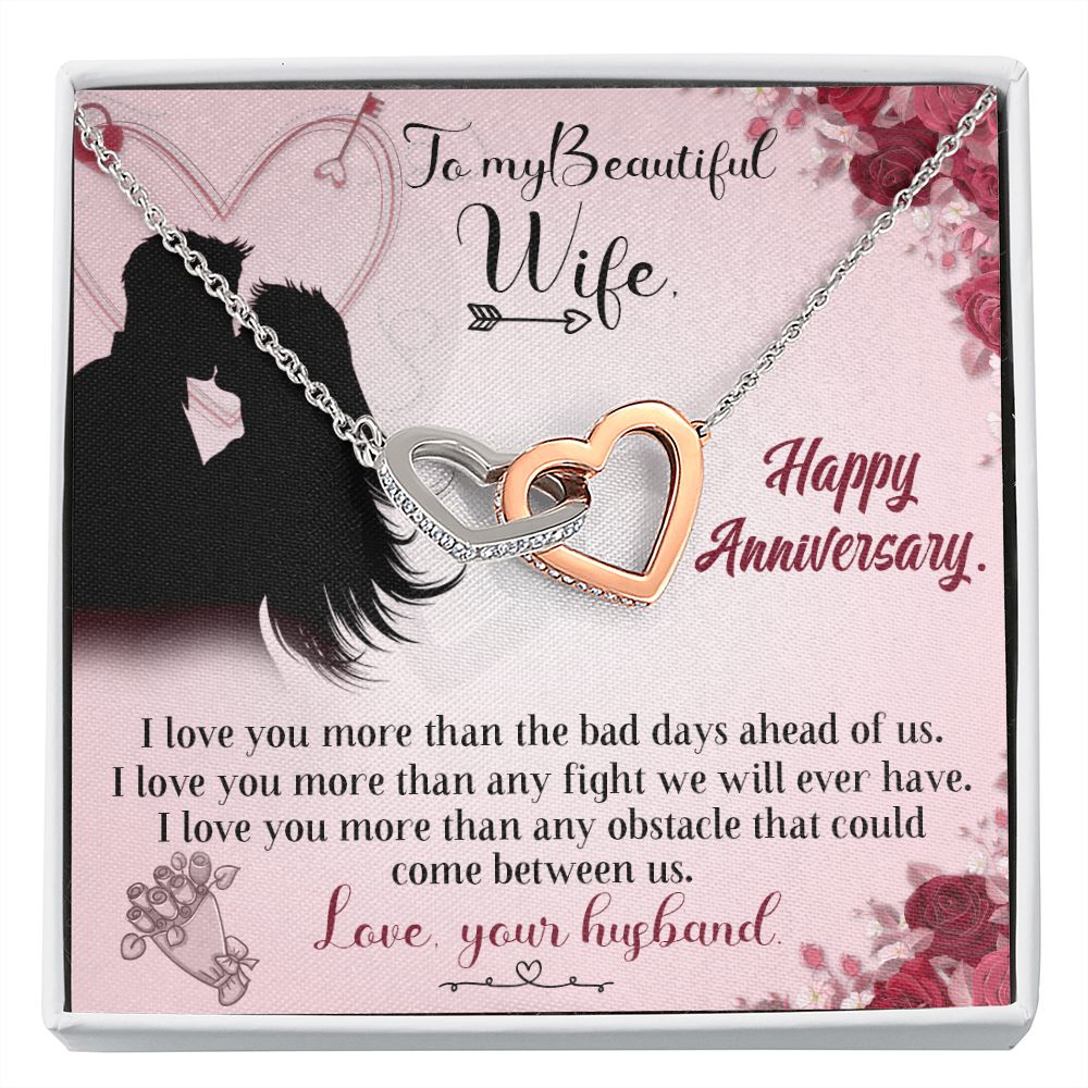 To My Beautiful Wife Necklace for Women from Husband Romantic Jewelry For Future Wife Valentine Day Gift For Wife Interlocking Hearts necklace