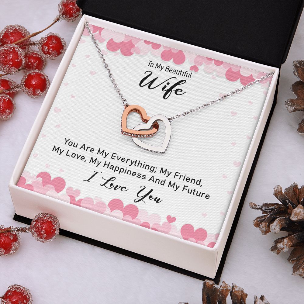To My Wife Necklace from Husband Luxury Jewelry For Wife, Couples Gifts Neckalce For Wife From Husband, Necklaces Styles On Birthday Christmas Wedding For Women, Interlocking Hearts Necklace For Her