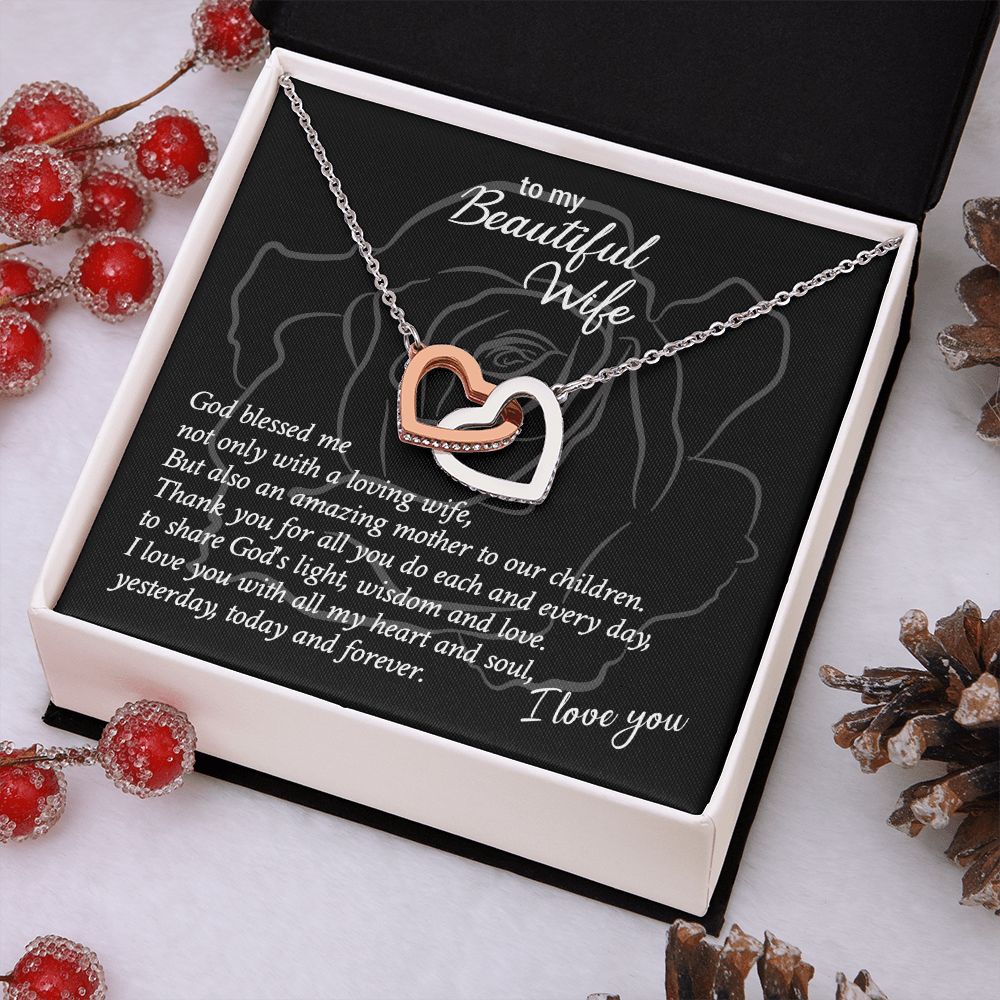 Necklace Gift for Wife, To My Beautiful Wife Hearts Necklace Gift Set Necklaces for Women, Necklace for Wife From Husband, Jewelry Gifts for Women, Gift Items for Women, Birthday Gifts for Her