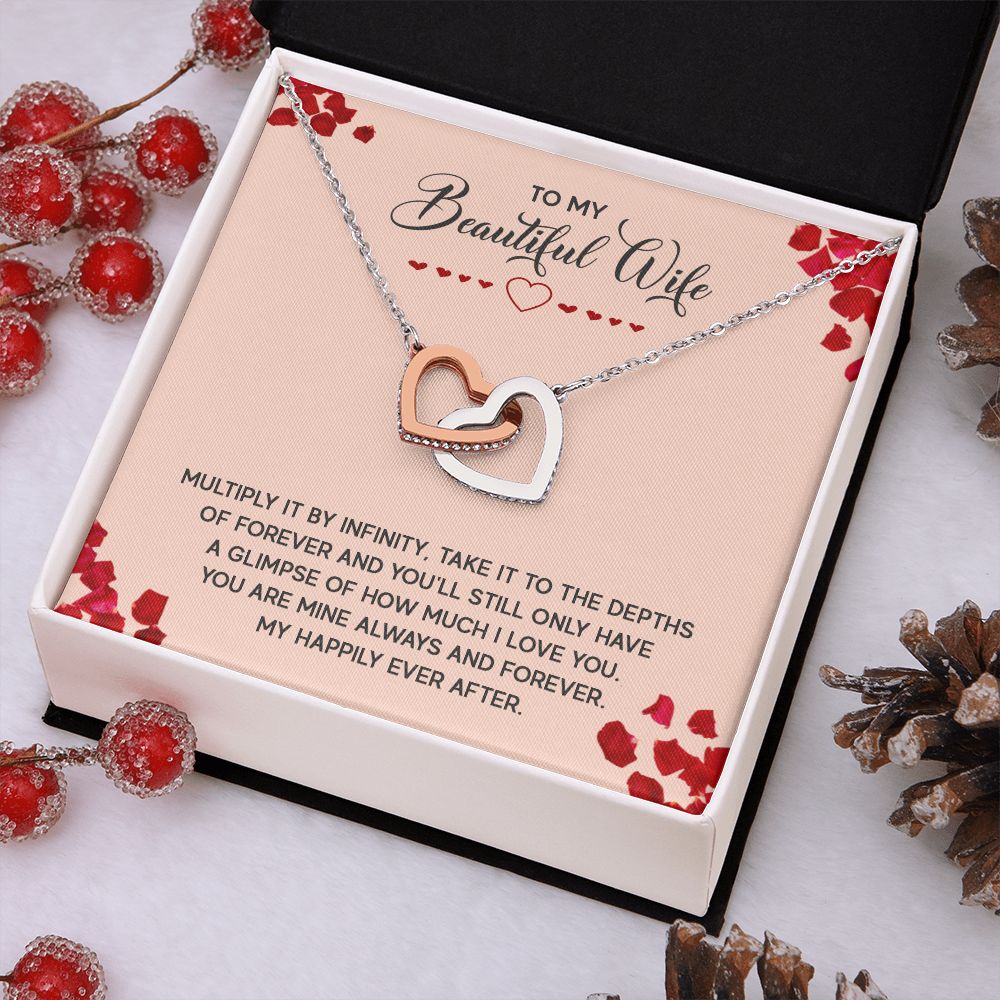 To My Wife Necklace, Luxury Jewelry For Wife, Couples Gifts Neckalce For Wife From Husband, Necklaces Styles On Birthday Christmas Wedding For Women, Interlocking Hearts Necklace For Her