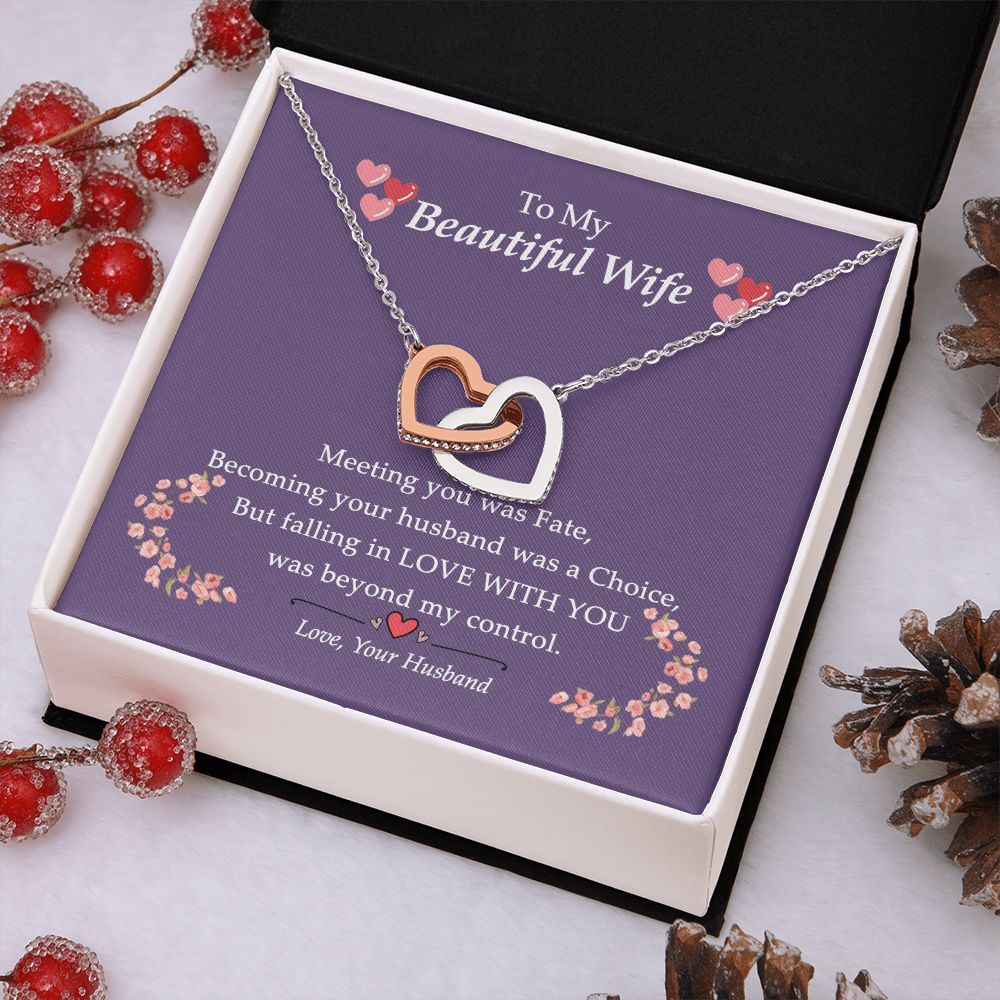 To my Beautiful Wife Necklace, Birthday For Wife Anniversary From Husband, Wedding, Anniversary, Gift for Wife, Interlocking Hearts Necklace for Wife Luxury Jewelry styles On Birthday, Xmas, Anniversary
