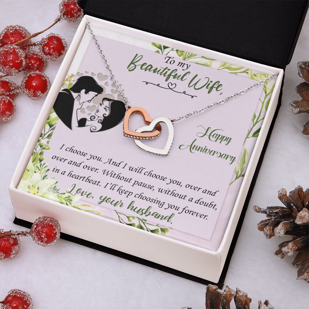 To My Beautiful Wife Necklace, Gifts for Soulmate, Heart Necklace for Wife, Soulmate Jewelry, Soulmate Necklace, Future Wife Gift, Interlocking Heart Necklace for Wife from Husband