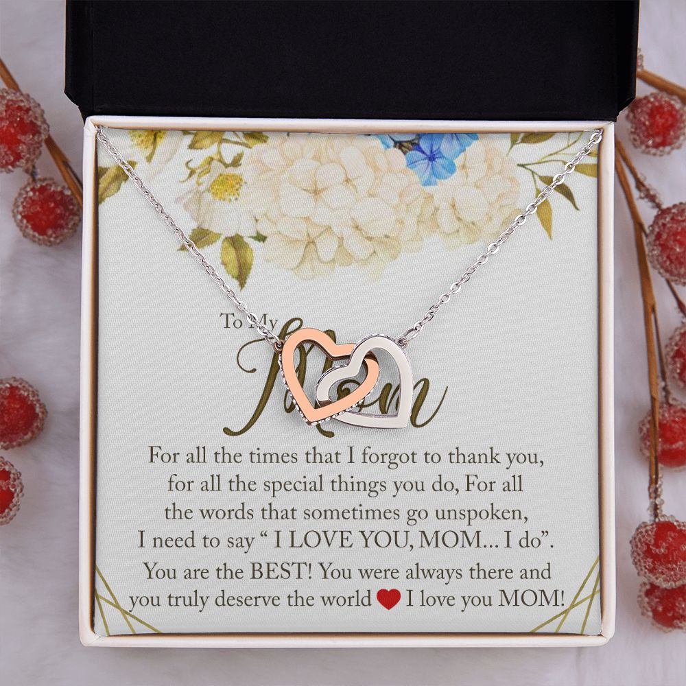 To My Mom Necklace, Gift For Mom, Mother's Day Gift from Daughter, Mom Jewelry Gift for Mothers Day, Birthday Gift for Mother, Moms Gift from Daughter Son, Necklace for Mom Mother 16 Interlocking Hearts Necklace