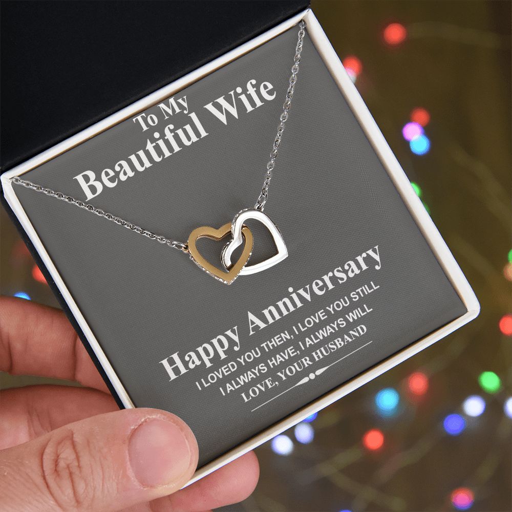 Wife Necklace Gift From Husband To My Beautiful Wife Pendant Necklace Anniversary Valentines Day Anniversary Jewelry with Message Card and Gift Box. Gift for Wife. Heart Necklace Gift Set for Wife