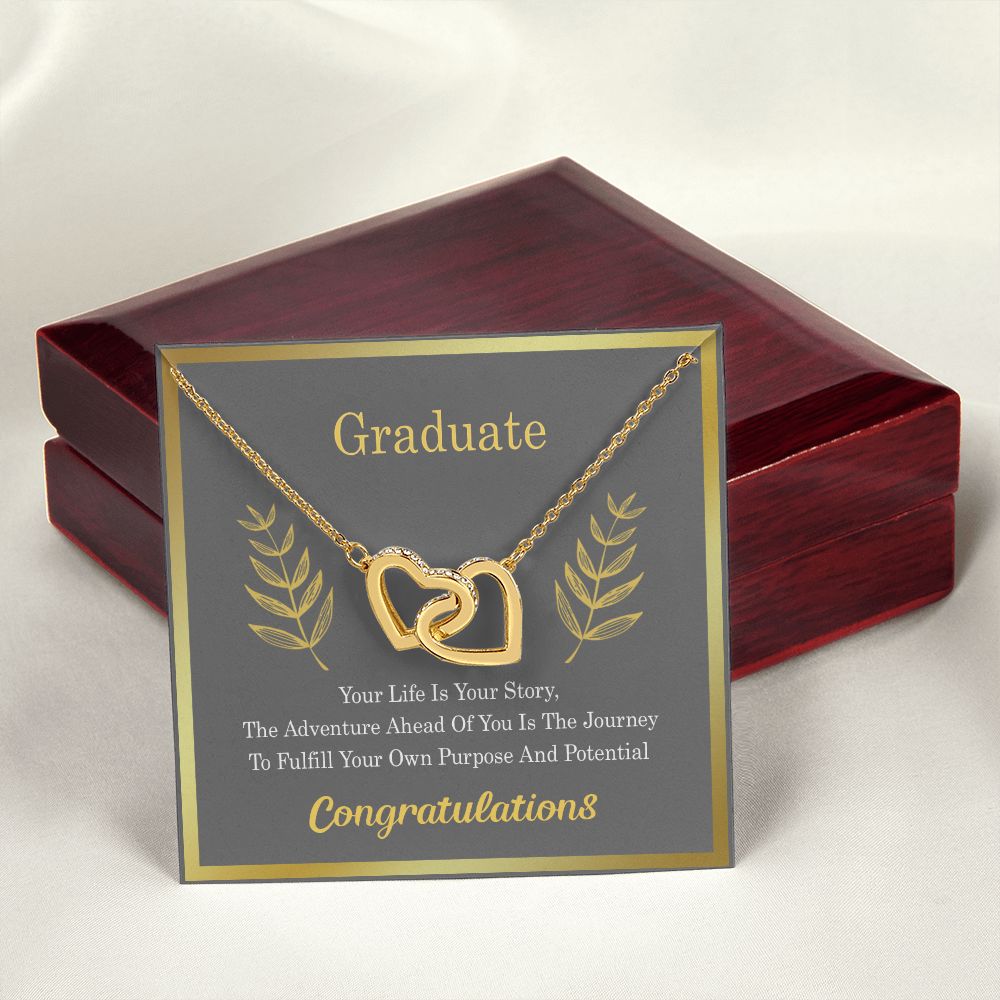 Graduation Gift For Daughter, University Graduate Gift, Graduation Gift For Her Congrats Graduation Pendants Gift For Daughter, Granddaughter, Niece, Sister Interlocking Hearts Necklace