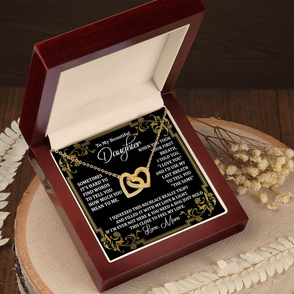 To My Beautiful Daughter - Interlocking heart Necklace Mother Day for Daughter