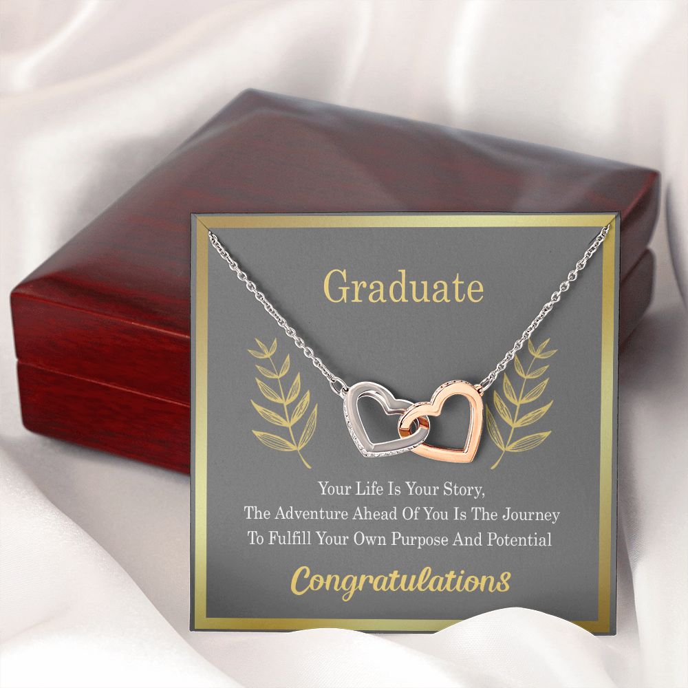 Graduation Gift For Daughter, University Graduate Gift, Graduation Gift For Her Congrats Graduation Pendants Gift For Daughter, Granddaughter, Niece, Sister Interlocking Hearts Necklace