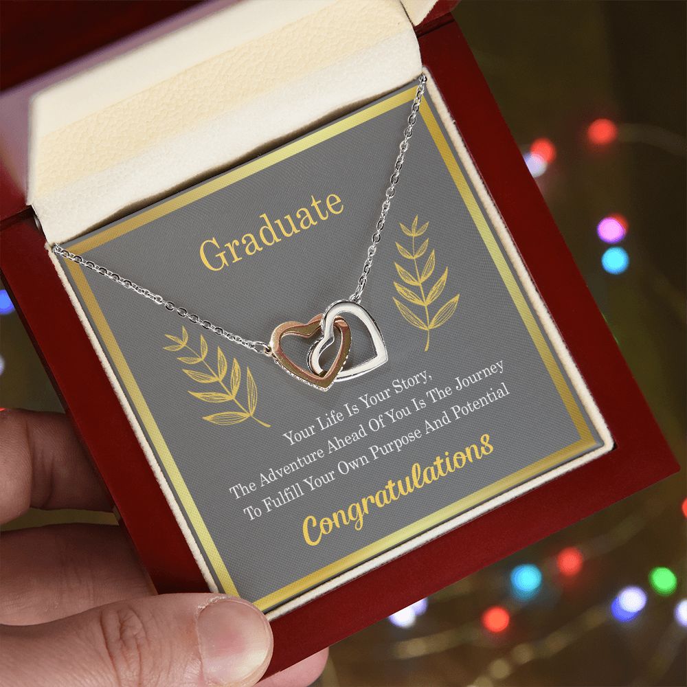 Graduation Gift For Daughter, University Graduate Gift, Graduation Gift For Her Congrats Graduation Pendants Gift For Daughter, Granddaughter, Niece, Sister Interlocking Hearts Necklace