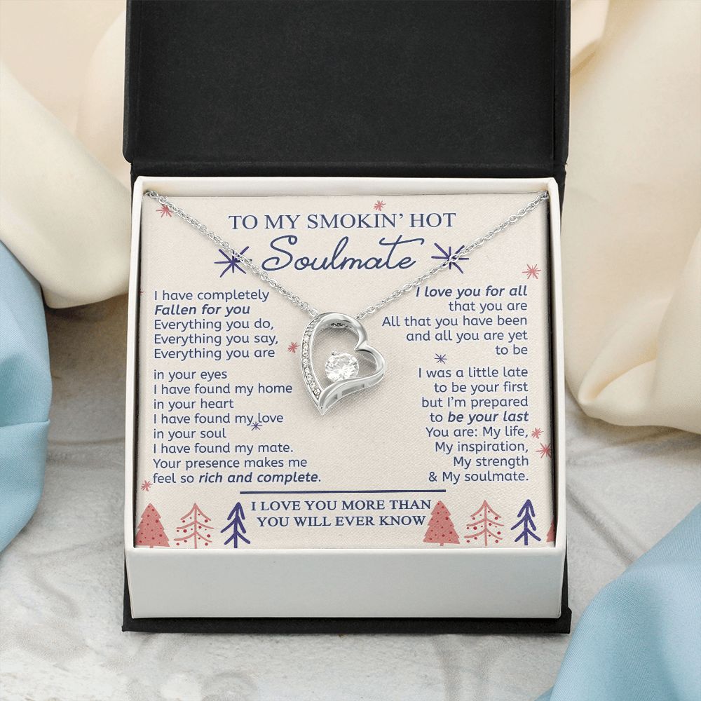 To My Smokin Hot Soulmate Necklace - Wife Gifts From Husband To My Wife Necklace, Gift for Her Romantic, Girlfriend Gifts Necklace for Wife from Men Includes Message Card and Gift Box 16 Forever Love Necklace