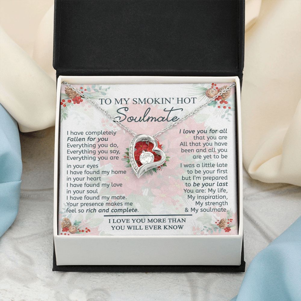 To My Smokin Hot Soulmate Necklace - Wife Gifts From Husband To My Wife Necklace, Gift for Her Romantic, Girlfriend Gifts Necklace for Wife from Men Includes Message Card and Gift Box 19 Forever Love Necklace