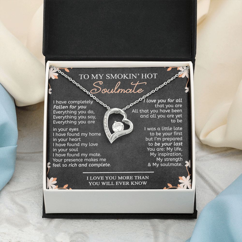 To My Smokin Hot Soulmate Necklace - Wife Gifts From Husband To My Wife Necklace, Gift for Her Romantic, Girlfriend Gifts Necklace for Wife from Men Includes Message Card and Gift Box 10 Forever Love Necklace