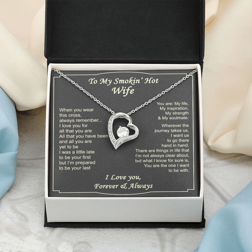 To My Smokin Hot Wife Necklace, Wedding Anniversary Jewelry For Women, Necklace For Wife from Husband, Gifts For Wife Birthday Gifts Necklace, Jewelry With Message Card In A Gift Box2 Forever Love Necklace