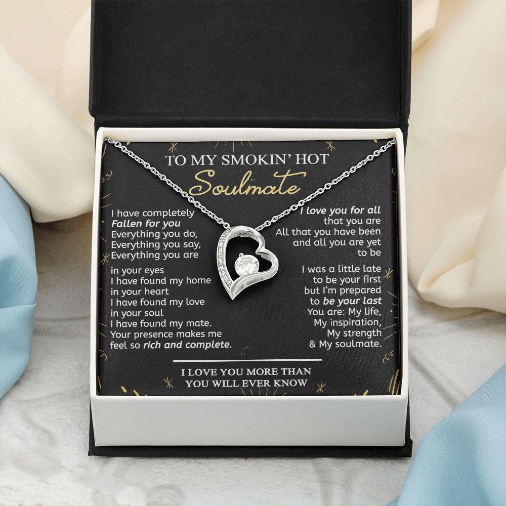 To My Smokin Hot Soulmate Necklace - Wife Gifts From Husband To My Wife Necklace, Gift for Her Romantic, Girlfriend Gifts Necklace for Wife from Men Includes Message Card and Gift Box 21 Forever Love Necklace