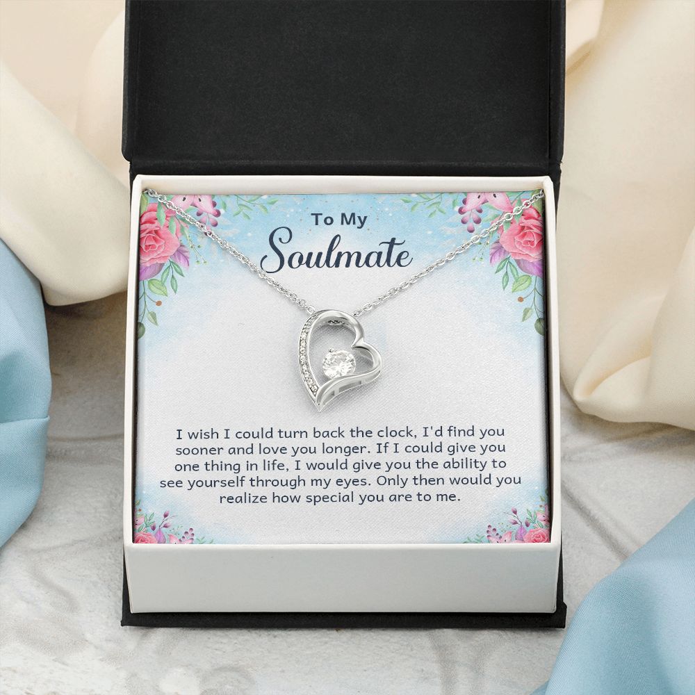 To My Soulmate Necklace for Women Birthday Christmas Jewelry Gifts For My Wife with Message Card Box Personalized Gift Present Pendant for Future Wife Soulmate Girlfriend Love 17 Forever Love Necklace