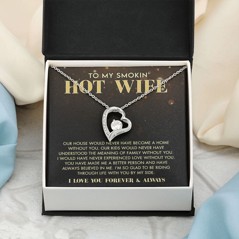 To My Wife Necklace from Husband, Personalized Necklace for Women, Luxury Necklace for Wife from Man Men, Wedding Anniversary Present For Wife, Beautiful Wife Jewelry Christmas Birthday Gift For Wife11 Forever Love Necklace