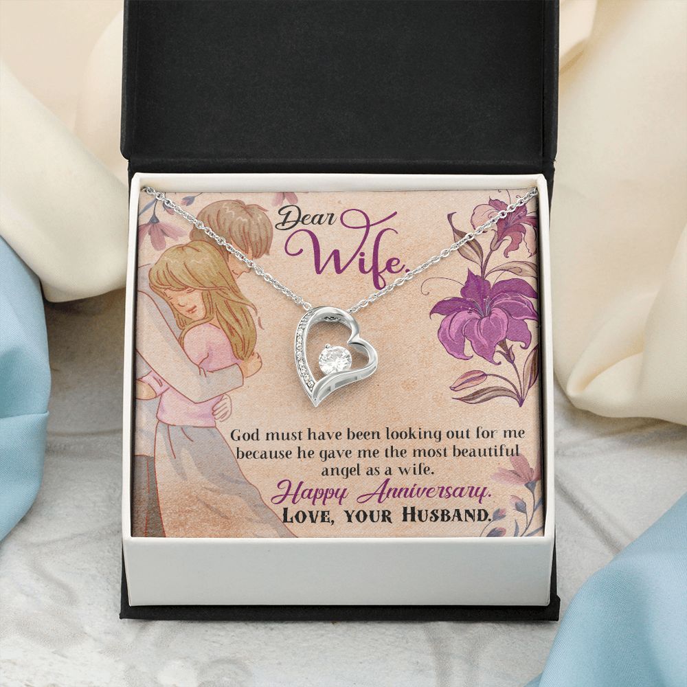 To My Wife Necklace, Wedding Anniversary Jewelry For Women, Necklace For Wife from Husband, Gift For Wife Birthday Gifts From Husband Necklace, Jewelry With Message Card In A Gift Box7 Forever Love Necklace