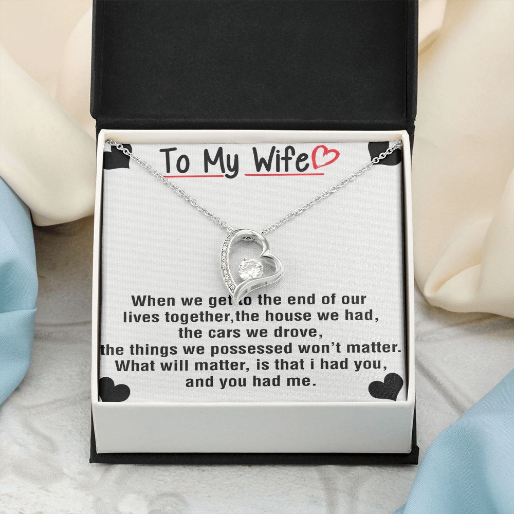 To My Wife Necklace from Husband, Personalized Necklace for Women, Luxury Necklace for Wife from Man Men, Wedding Anniversary Present For Wife, Beautiful Wife Jewelry Christmas Birthday Gift For Wife25 Forever Love Necklace