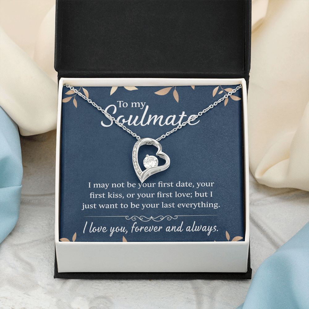 To My Soulmate Necklace for Women Birthday Christmas Jewelry Gifts For My Wife with Message Card Box Personalized Gift Present Pendant for Future Wife Soulmate Girlfriend Love 21 Forever Love Necklace
