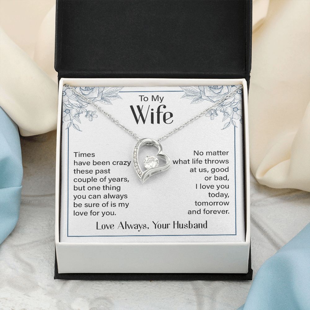 To My Wife Necklace from Husband, Personalized Necklace for Women, Luxury Necklace for Wife from Man Men, Wedding Anniversary Present For Wife, Beautiful Wife Jewelry Christmas Birthday Gift For Wife20 Forever Love Necklace