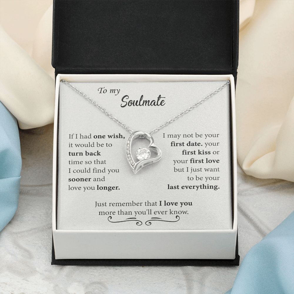 To My Soulmate Necklace for Women Birthday Christmas Jewelry Gifts For My Wife with Message Card Box Personalized Gift Present Pendant for Future Wife Soulmate Girlfriend Love 24 Forever Love Necklace