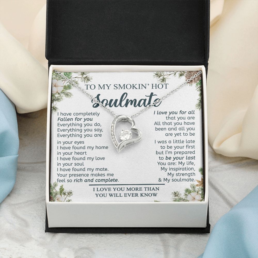 To My Smokin Hot Soulmate Necklace - Wife Gifts From Husband To My Wife Necklace, Gift for Her Romantic, Girlfriend Gifts Necklace for Wife from Men Includes Message Card and Gift Box 11 Forever Love Necklace