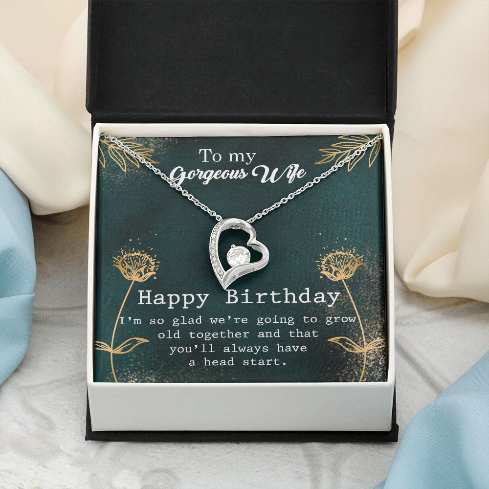 To My Gorgeous Wife Necklace Pendant Gift From Husbnd Habby Birthday A Head Start With Message Card and Gift Box. Valentine's Day Gift For Wife Future Wife Forever Love Necklace