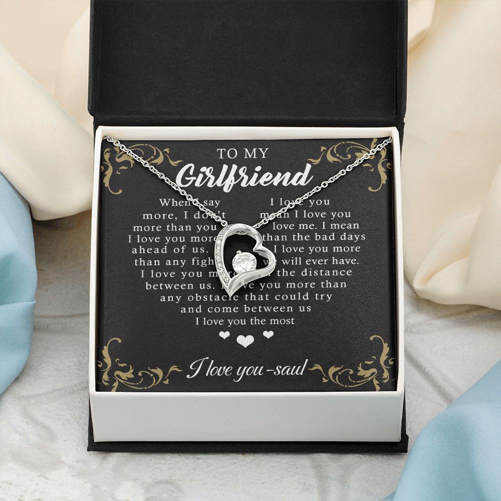 To My Girlfriend Necklace from Boyfriend, Personalized Necklace for Women, Luxury Necklace for Girlfriend, Wedding Anniversary Present For Her, Girlfriend Gift Jewelry Christmas Birthday Gift Forever Love Necklace
