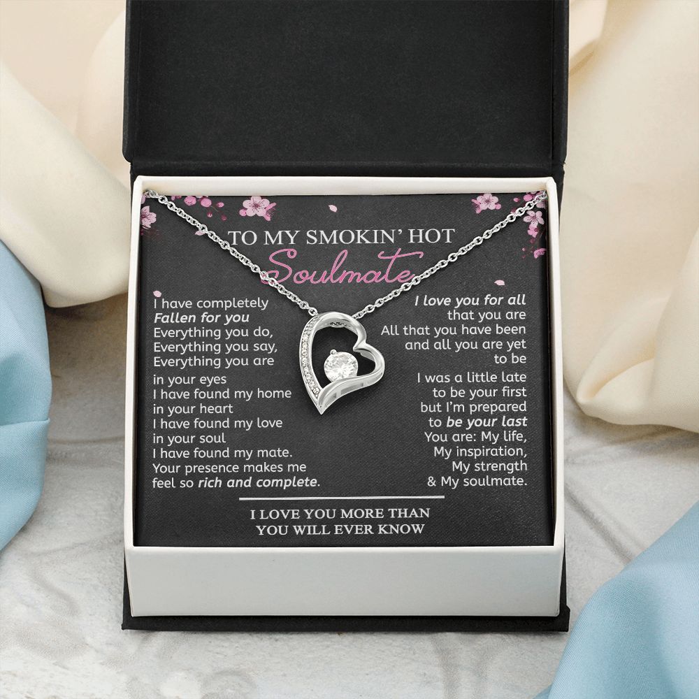 To My Smokin Hot Soulmate Necklace - Wife Gifts From Husband To My Wife Necklace, Gift for Her Romantic, Girlfriend Gifts Necklace for Wife from Men Includes Message Card and Gift Box 12 Forever Love Necklace