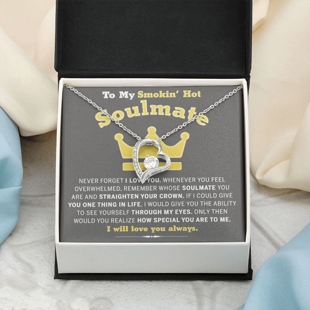 To My Soulmate Necklace for Women Birthday Valentines Day Jewelry Gifts For My Wife with Message Card Box Personalized Gift Present Pendant for Future Wife Soulmate Girlfriend Love 8 Forever Love Necklace