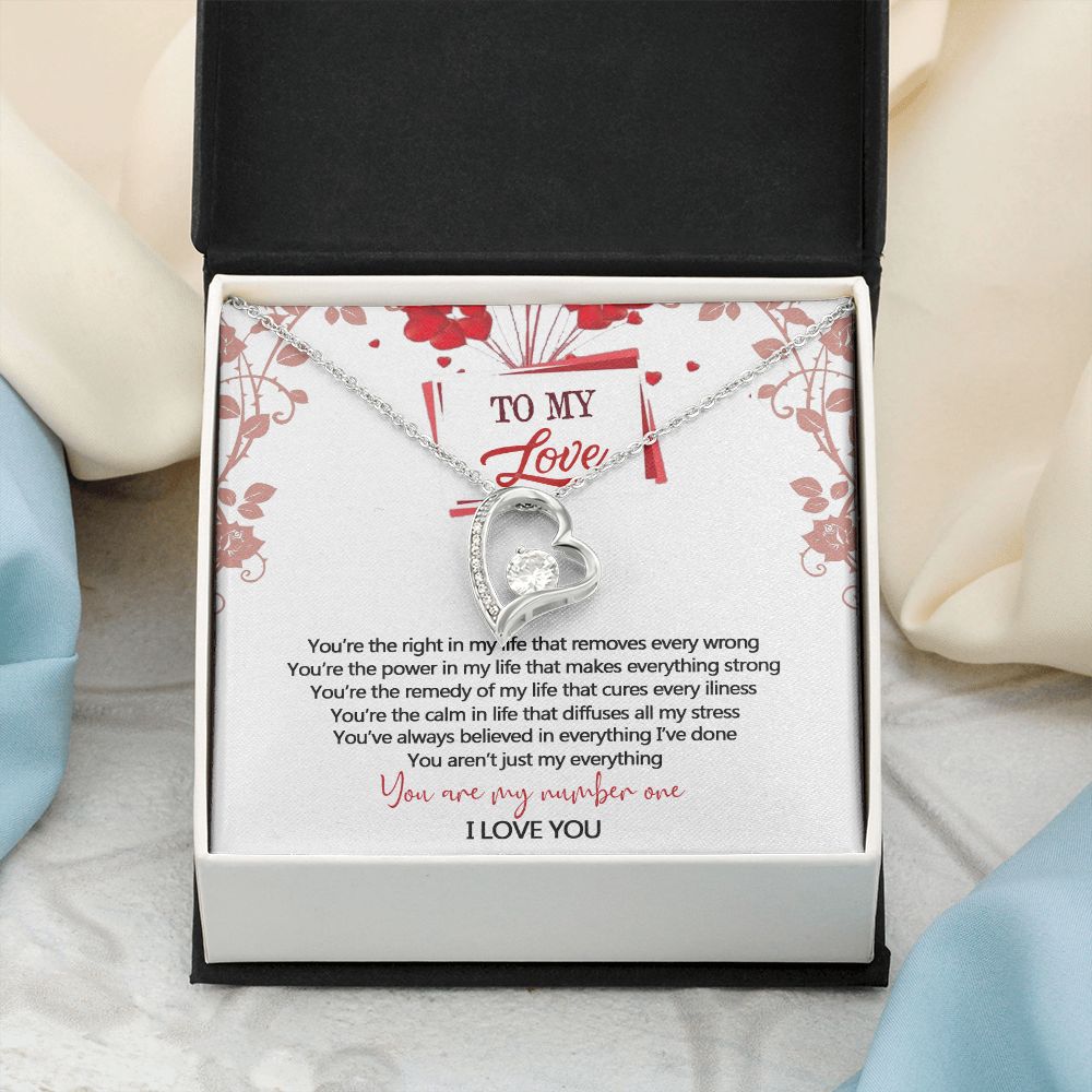 To My Love Interlocking Hearts Necklace With Box Message Card, Gift For My Love Forever Love Necklace
