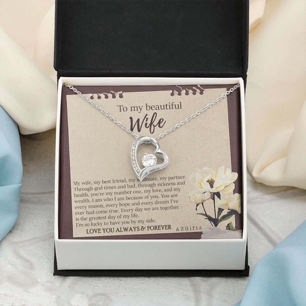 To My Wife Necklace from Husband, Personalized Necklace for Women, Luxury Necklace for Wife from Man Men, Wedding Anniversary Present For Wife, Beautiful Wife Jewelry Christmas Birthday Gifts For Wife7 Forever Love Necklace
