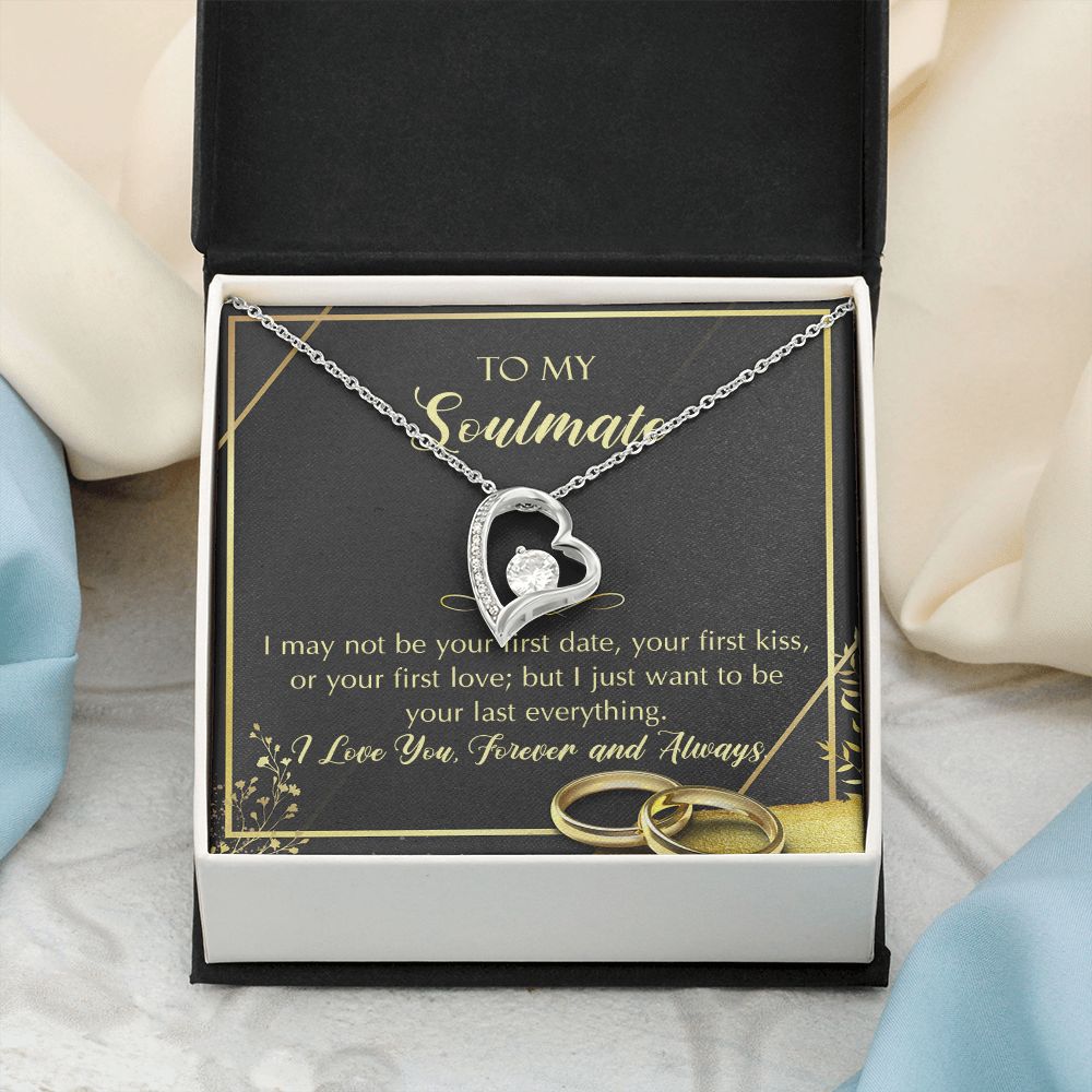 To My Soulmate Necklace for Women Birthday Christmas Jewelry Gifts For My Wife with Message Card Box Personalized Gift Present Pendant for Future Wife Soulmate Girlfriend Love 28 Forever Love Necklace