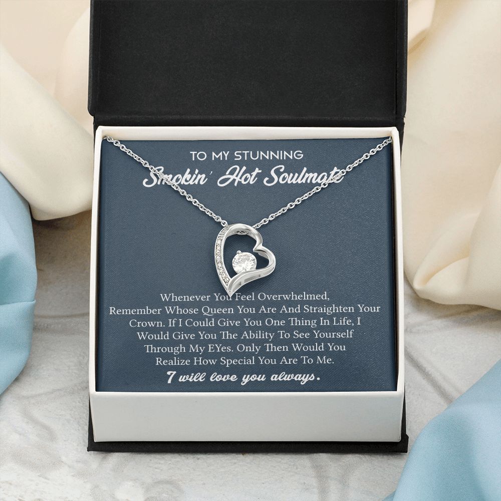 To My Soulmate Necklace for Women Birthday Valentines Day Jewelry Gifts For My Wife with Message Card Box Personalized Gift Present Pendant for Future Wife Soulmate Girlfriend Love 5 Forever Love Necklace