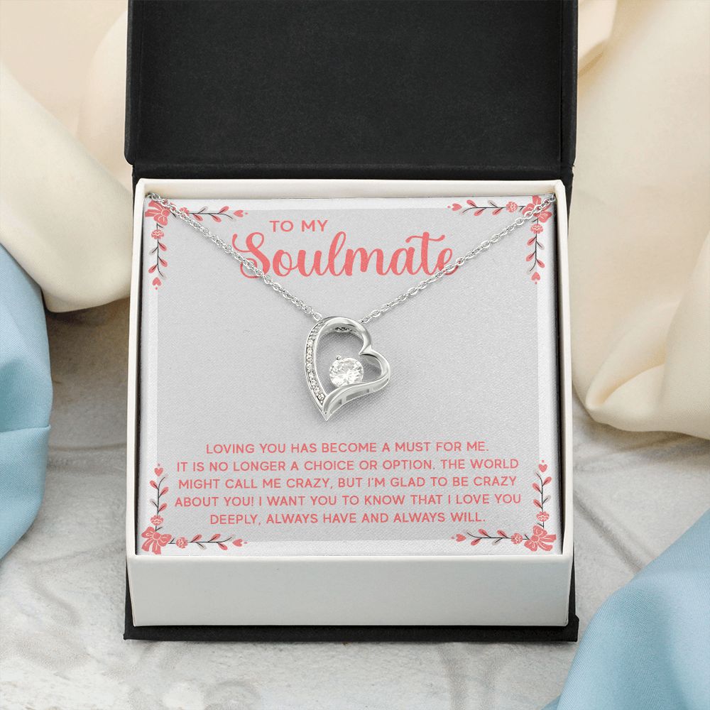 To My Soulmate Necklace for Women Birthday Christmas Jewelry Gifts For My Wife with Message Card Box Personalized Gift Present Pendant for Future Wife Soulmate Girlfriend Love 14 Forever Love Necklace