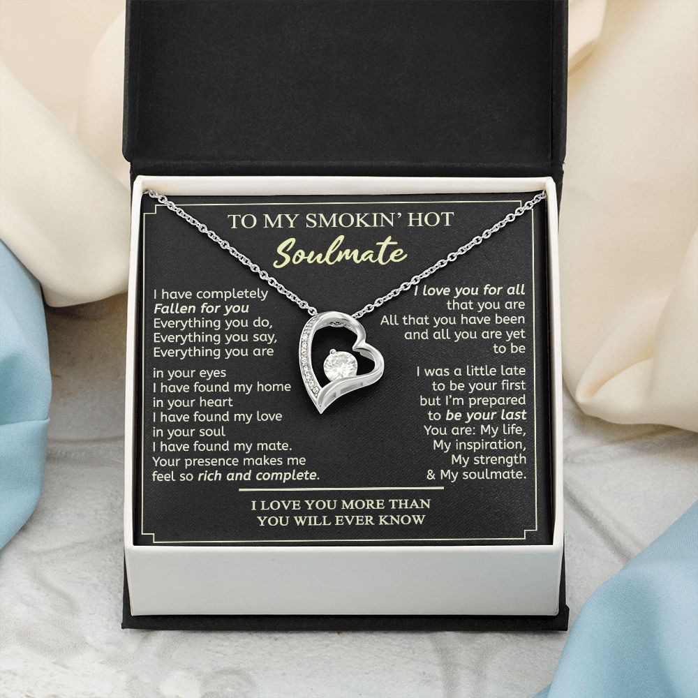 To My Smokin Hot Soulmate Necklace - Wife Gifts From Husband To My Wife Necklace, Gift for Her Romantic, Girlfriend Gifts Necklace for Wife from Men Includes Message Card and Gift Box 2 Forever Love Necklace