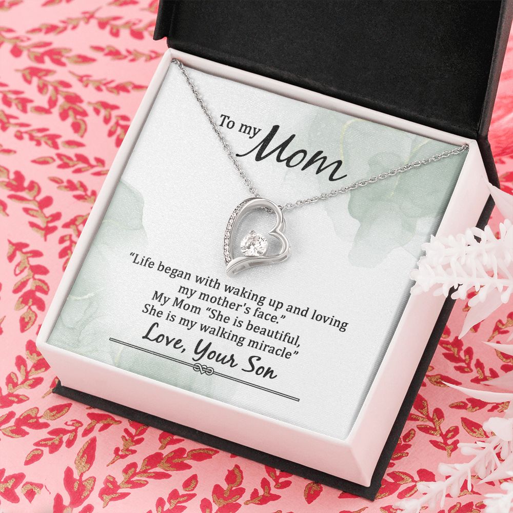 Mom Necklace Gifts for Mom from Daughter to Mom Gifts for Mothers Day from Daughter, To My Mom Necklace from Daughter to Mom Birthday Gifts Necklace with Message Card and Gift Box20 Forever Love Necklace