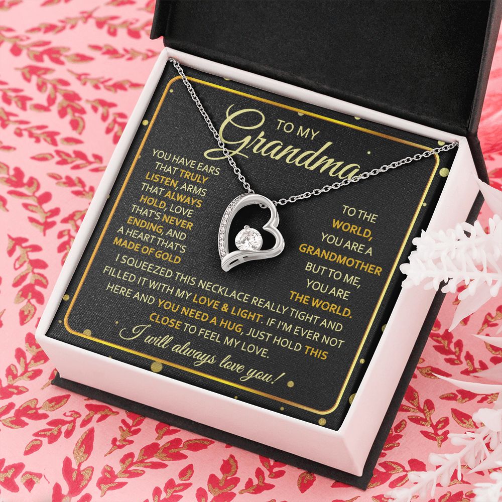 To My Grandma Necklace, Gift for Grandmother Necklace, Mothers Day Gift For Grandma Nana, Grandma Jewelry From Grandchildren GrandKids , Jewelry Box Gift For Grandma Grandmother7 Forever Love Necklace