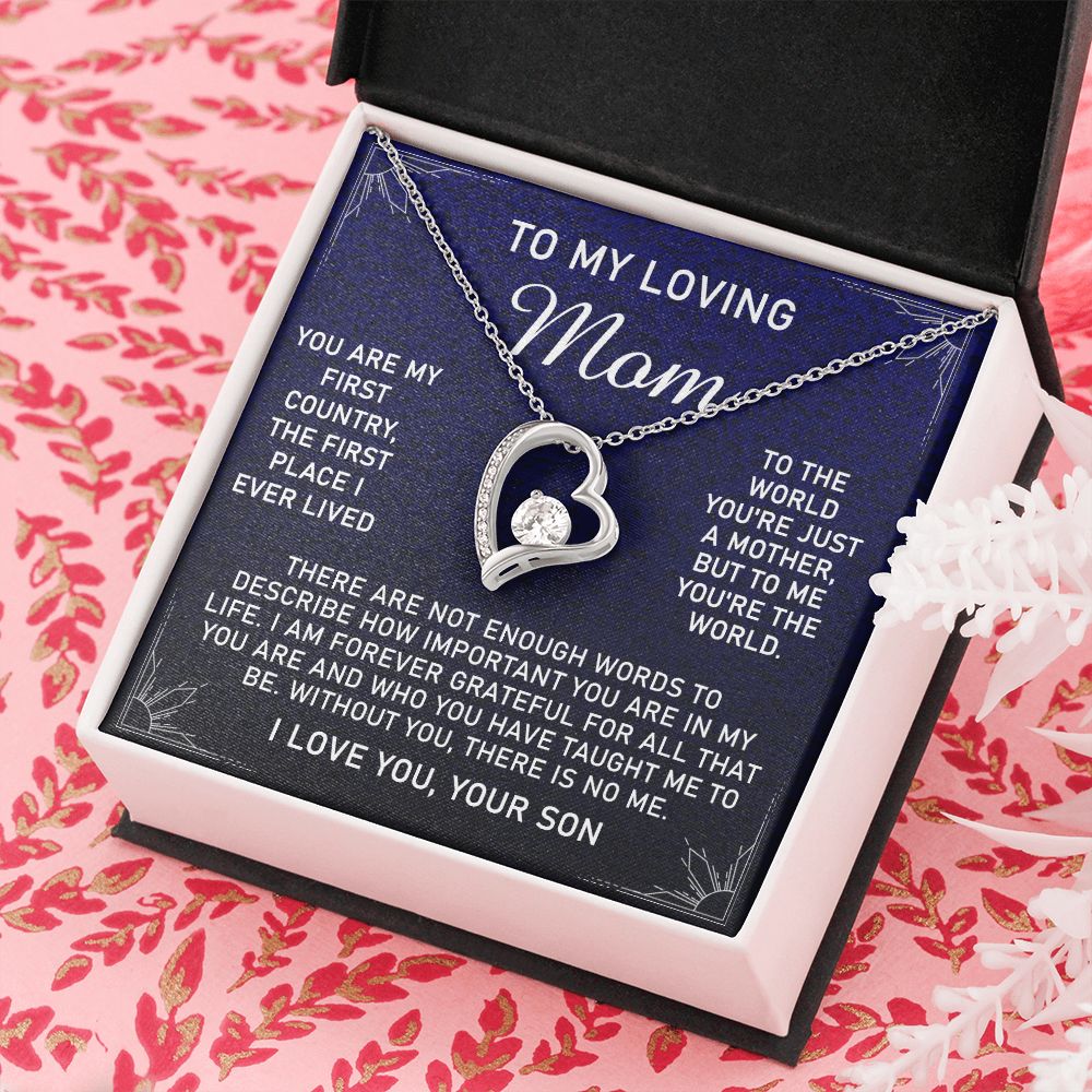 To My Loving Mom Necklace, Gift for Mom from Son, Mother's Day Jewelry Gift, Necklace for Mom Birthday Anniversary Mother's Day Jewelry Gift, To My Mom Necklace from Son Forever Love Necklace